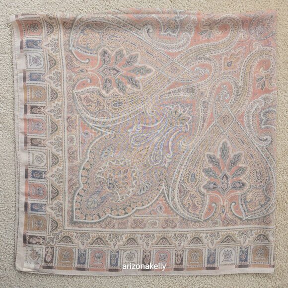 Altea Accessories - NWOT Altea Wool & Silk Large Square Scarf Muted Grey and Pink Hand-Stitched Hem